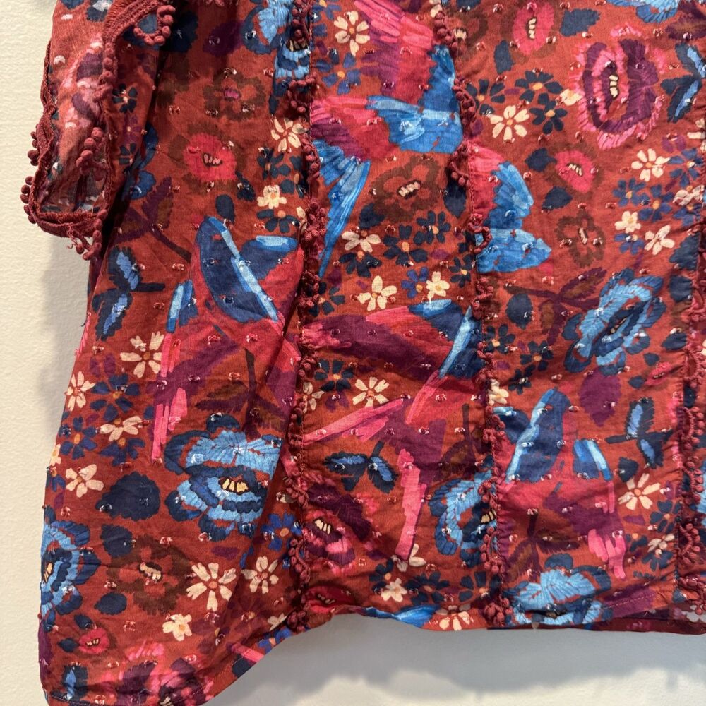 FARM Rio Pink and Blue Floral Flutter Sleeve Blouse - Picture 5 of 12
